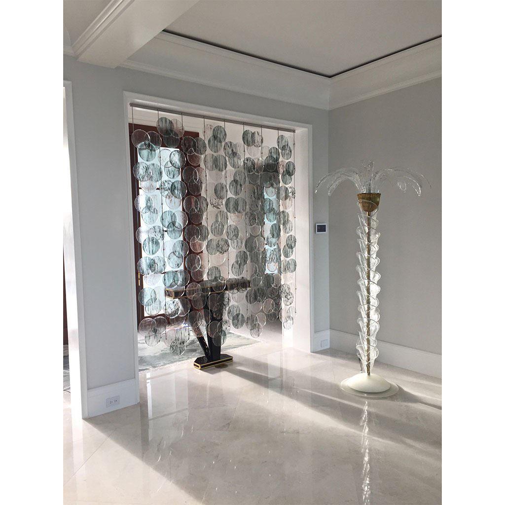 Organic Modern Italian Geometric Black Pink Aqua Murano Glass Curtain / Divider For Sale 11