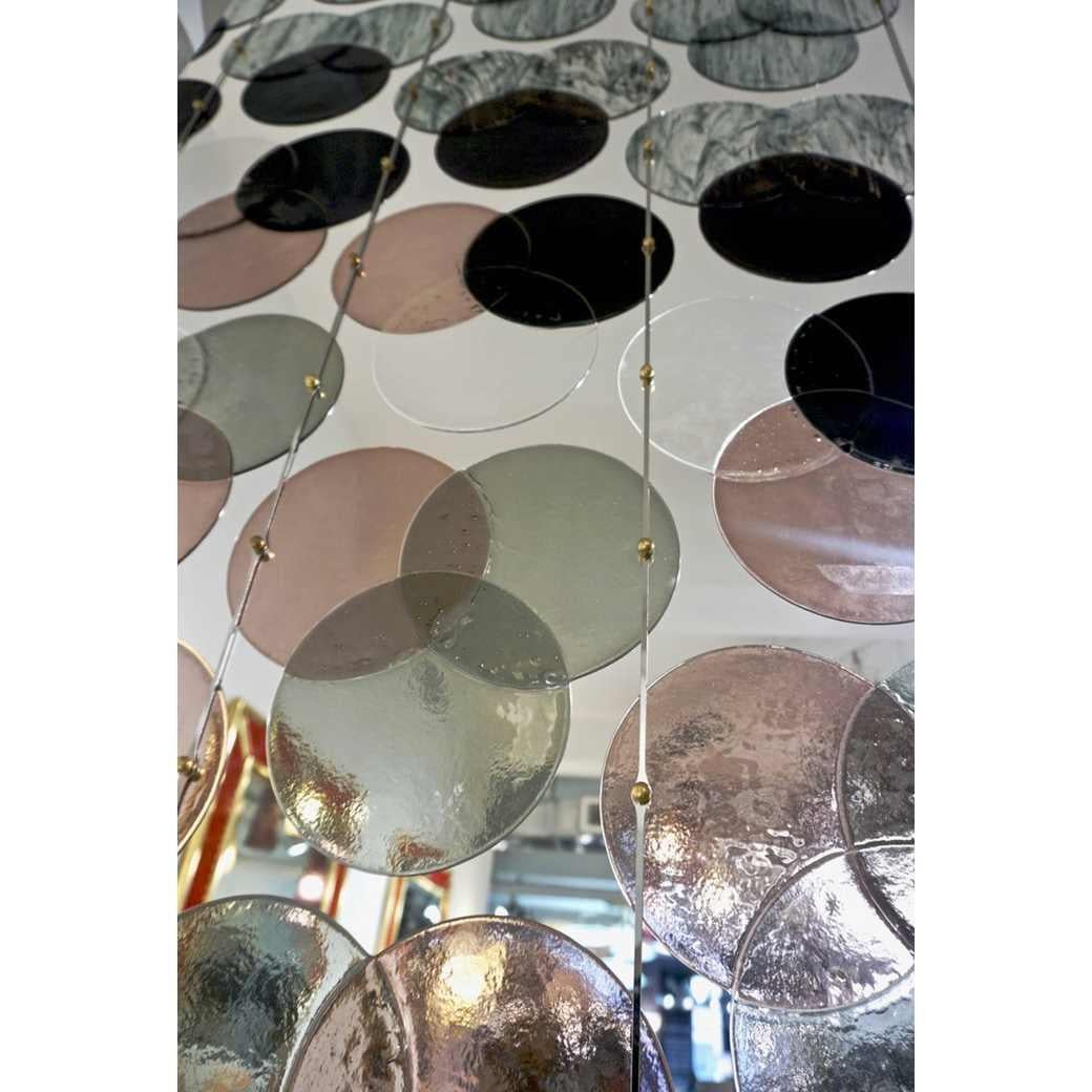 Metal Organic Modern Italian Geometric Black Pink Aqua Murano Glass Curtain / Divider For Sale