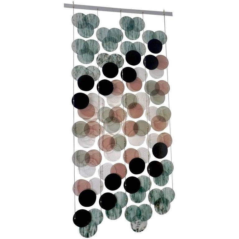 Organic Modern Italian Geometric Gray Purple Aqua Murano Glass Curtain / Divider For Sale 6