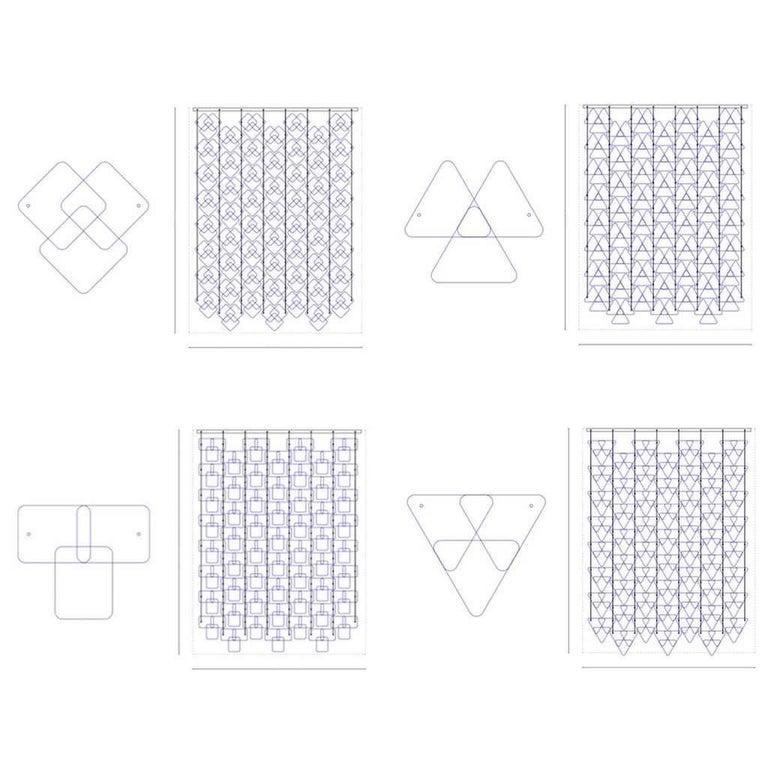 Organic Modern Italian Geometric Gray Purple Aqua Murano Glass Curtain / Divider For Sale 8