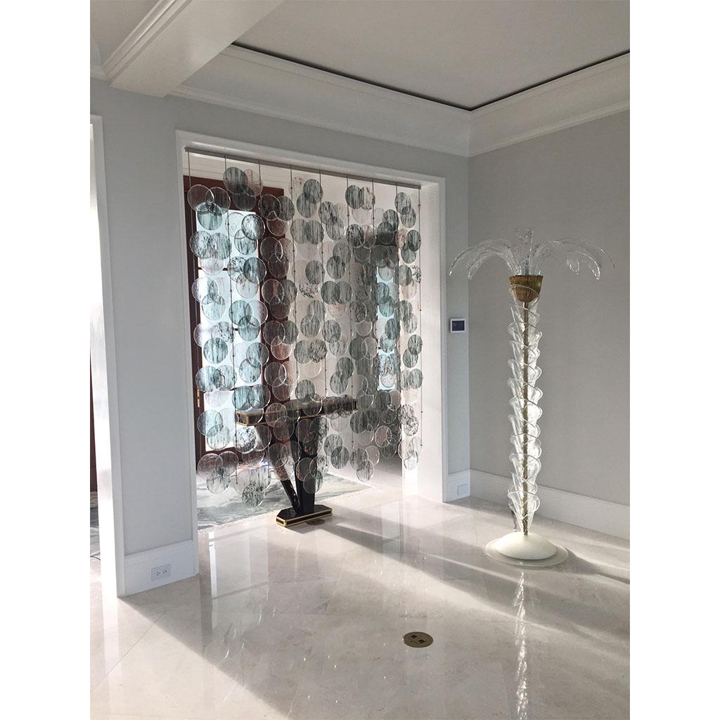 Organic Modern Italian Geometric Gray Purple Aqua Murano Glass Curtain / Divider For Sale 9