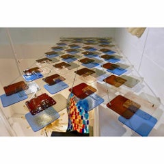 Organic Modern Italian Geometric Gray Purple Aqua Murano Glass Curtain / Divider