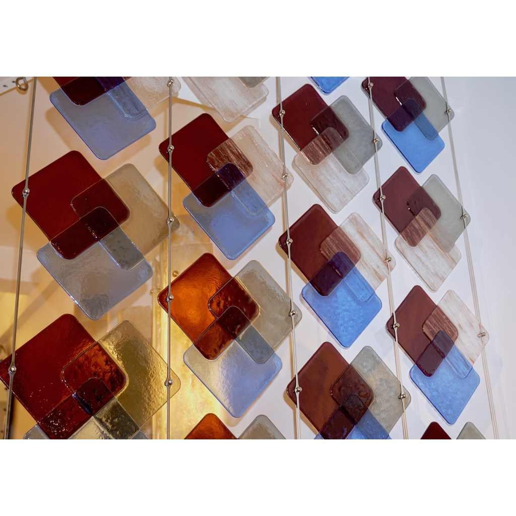 Organic Modern Italian Geometric Gray Purple Aqua Murano Glass Curtain / Divider For Sale 1