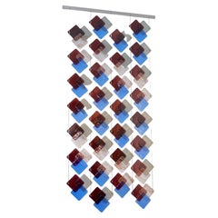 Organic Modern Italian Geometric Gray Purple Aqua Murano Glass Curtain / Divider