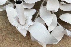 Organic Modern Italian White Tole / Toleware Metal Leaf Chandelier, 9 Arms