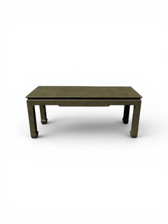 Organic Modern Karl Springer Style Lacquered Green Grasscloth Console Table