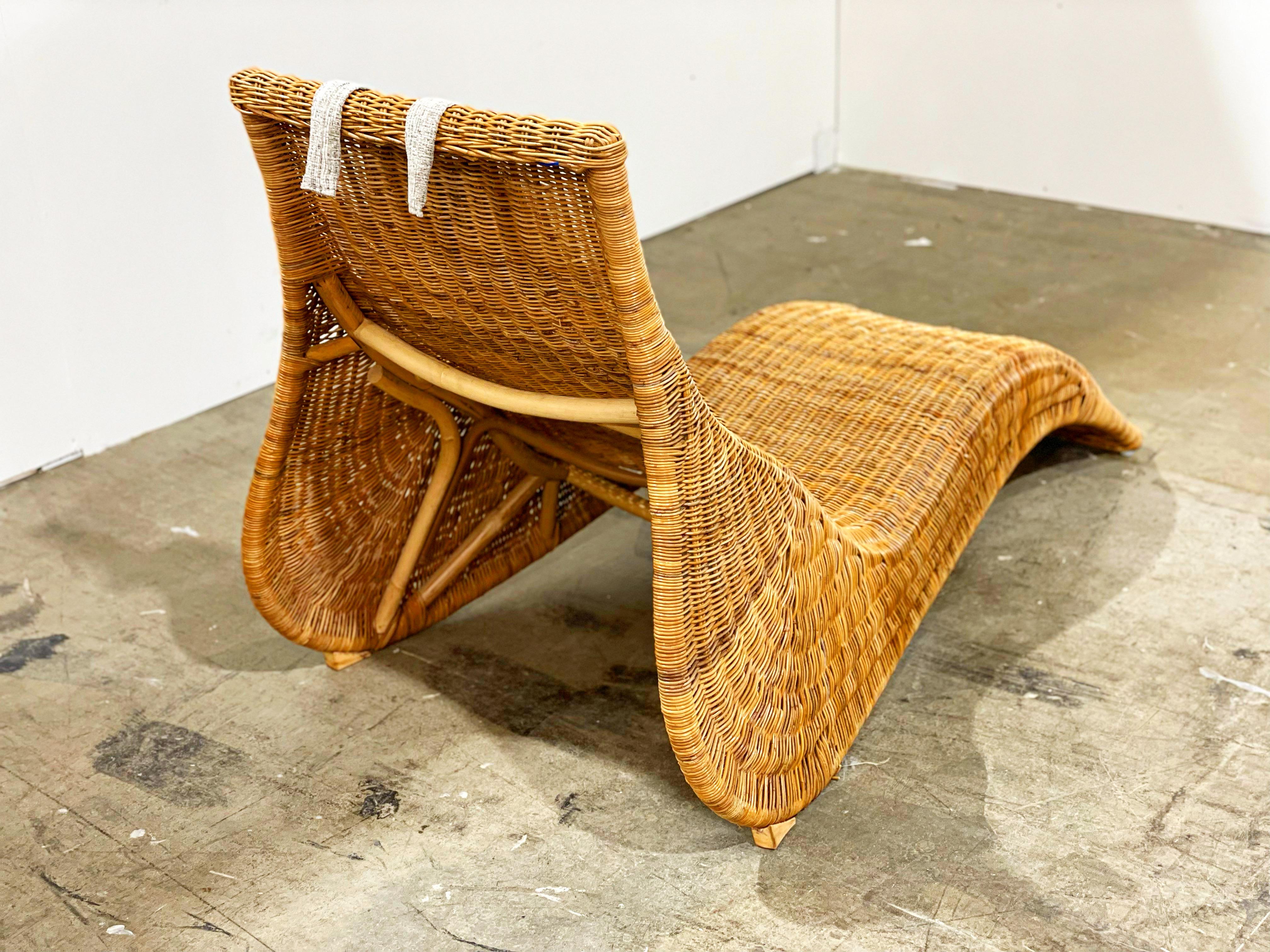 Woven Organic Modern - Karlskrona Rattan Wicker Chaise Lounge Chair by Carl Öjerstam