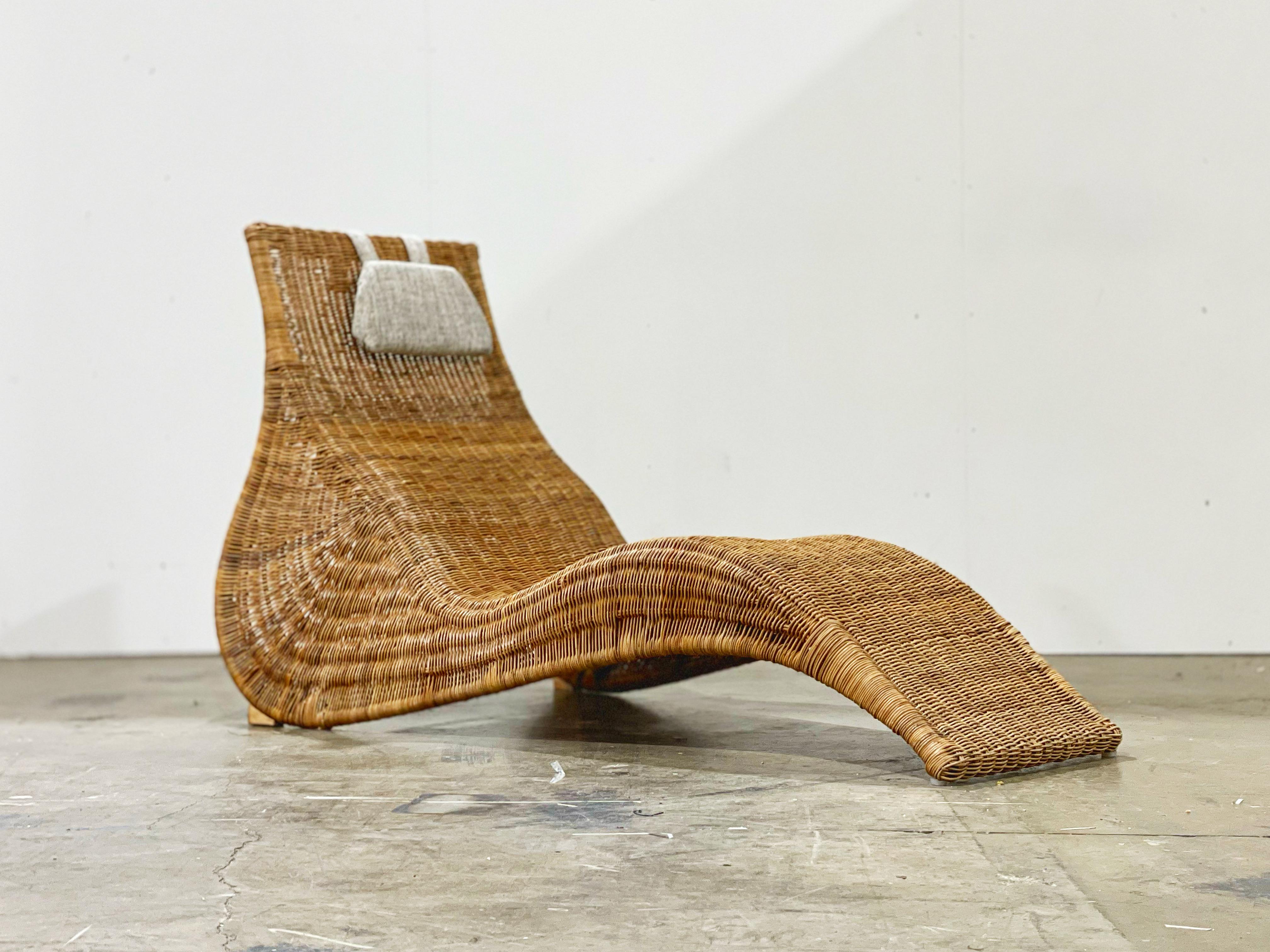 Late 20th Century Organic Modern - Karlskrona Rattan Wicker Chaise Lounge Chair by Carl Öjerstam