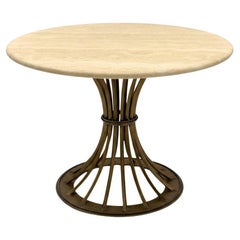 Organic Modern Kreiss Travertine & Gilt Iron Dunbar Inspired Center Table Organic Modern Kreiss Travertine & Gilt Iron Dunbar Inspired Center Table