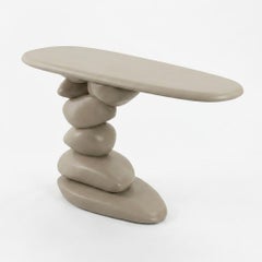 Organic Modern Lacquer Console Table w/ Stacked Pebble Base in Custom RAL Colors