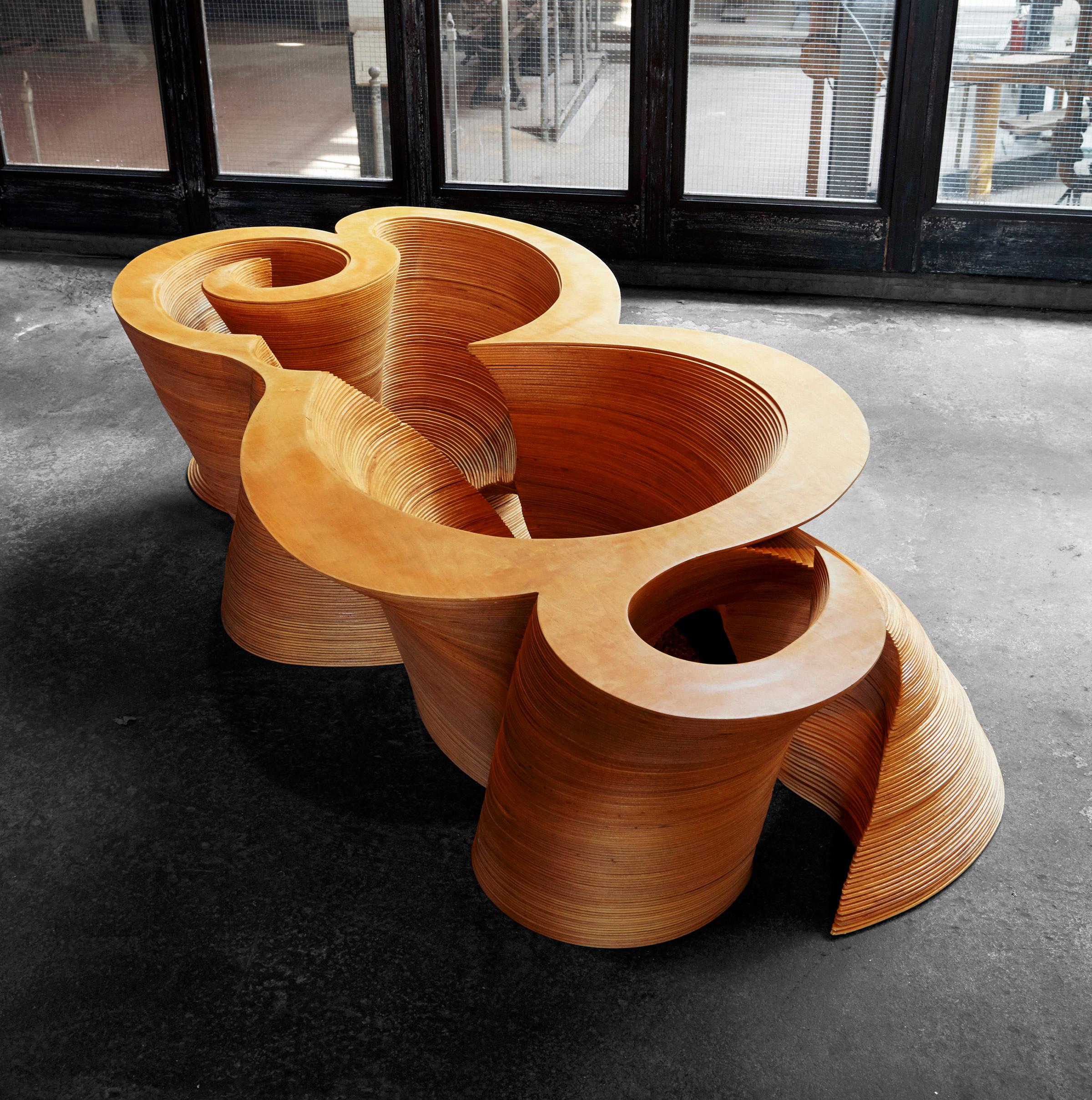 American Luxury Organic Modern Coffee Table, Furniture Sculpture, High End Wood Art For Sale