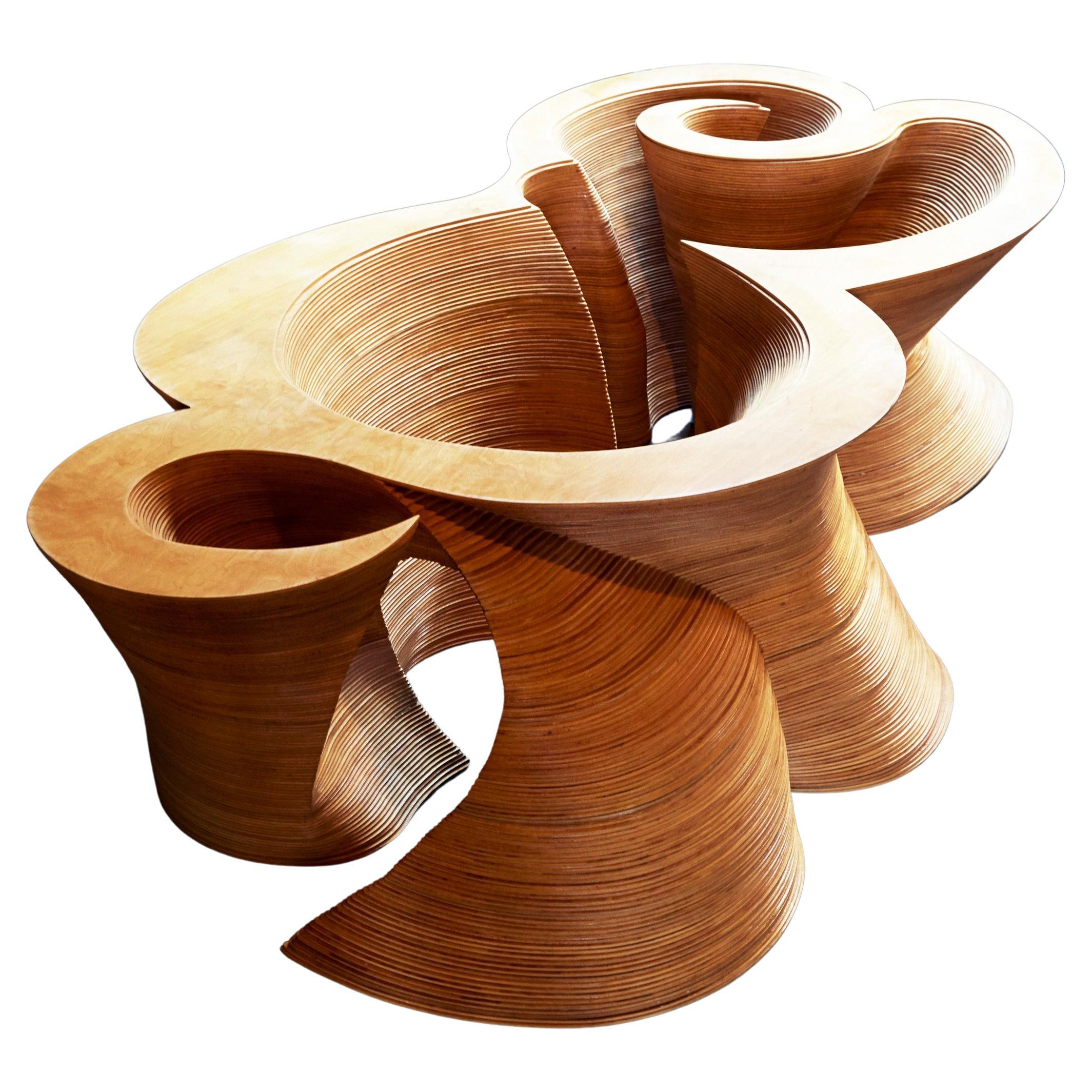 Luxury Organic Modern Coffee Table, Furniture Sculpture, High End Wood Art For Sale