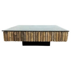 Großer organischer moderner Couchtisch/Cocktailtisch aus Treibholz mit 3/8" Glasplatte