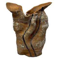 Organic Modern Large Scale Sculptural Clay Pottery Vase, 1980s