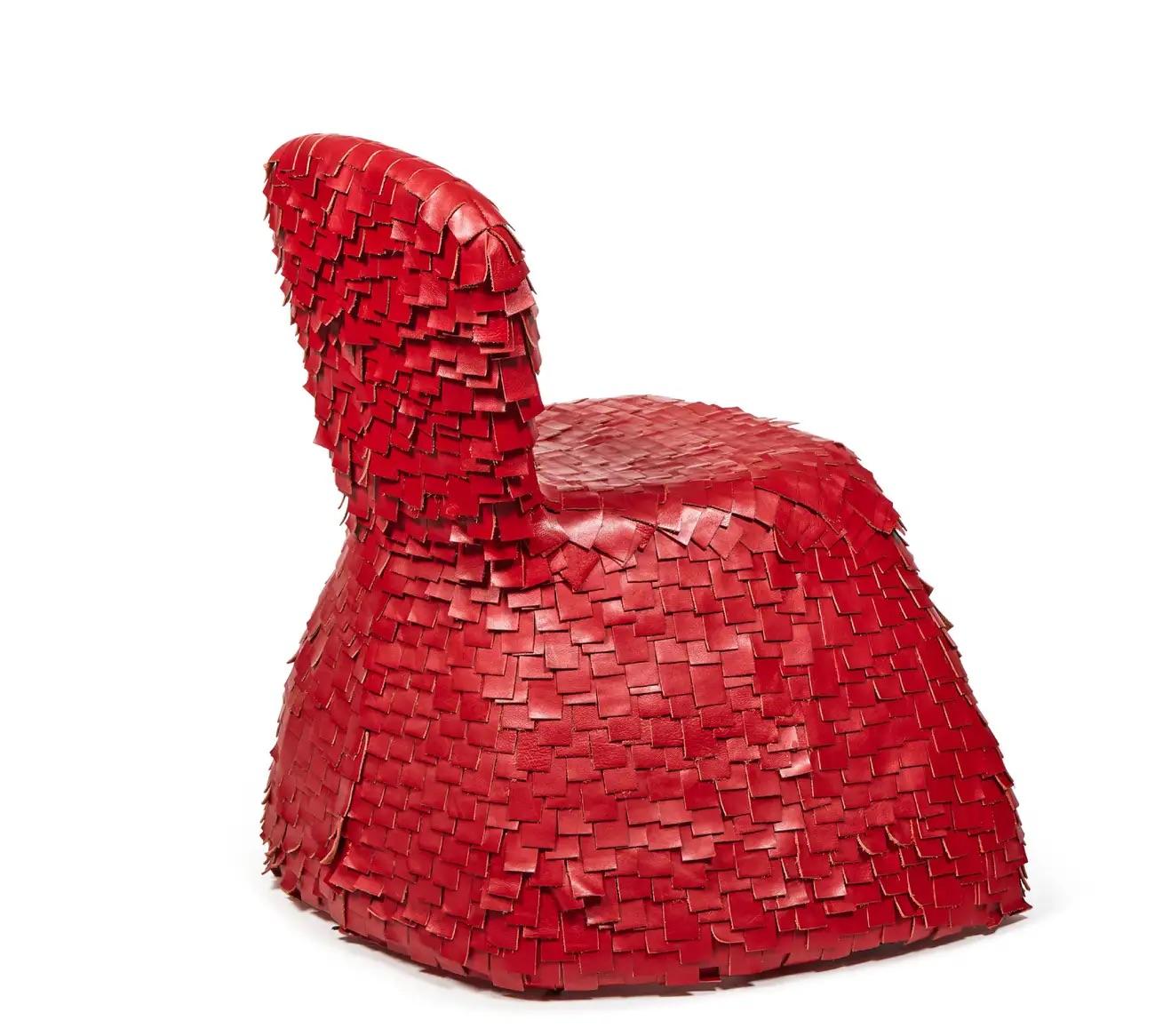 Organic Modern Leather Red Queen Chair by Tord Boontje for Moroso, Italy, 2004 4