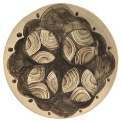 Organic Modern Lee McCarty Large Asian Inspired Pottery Charger Centerpiece 70s