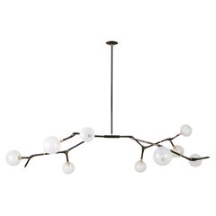 Organic Modern Light Fixture Lost-Wax Bronze Vintage Finish 9 Glass Globes