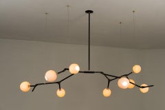 Organic Modern Light Fixture Lost-Wax Bronze Vintage Finish 9 Porcelain Globes
