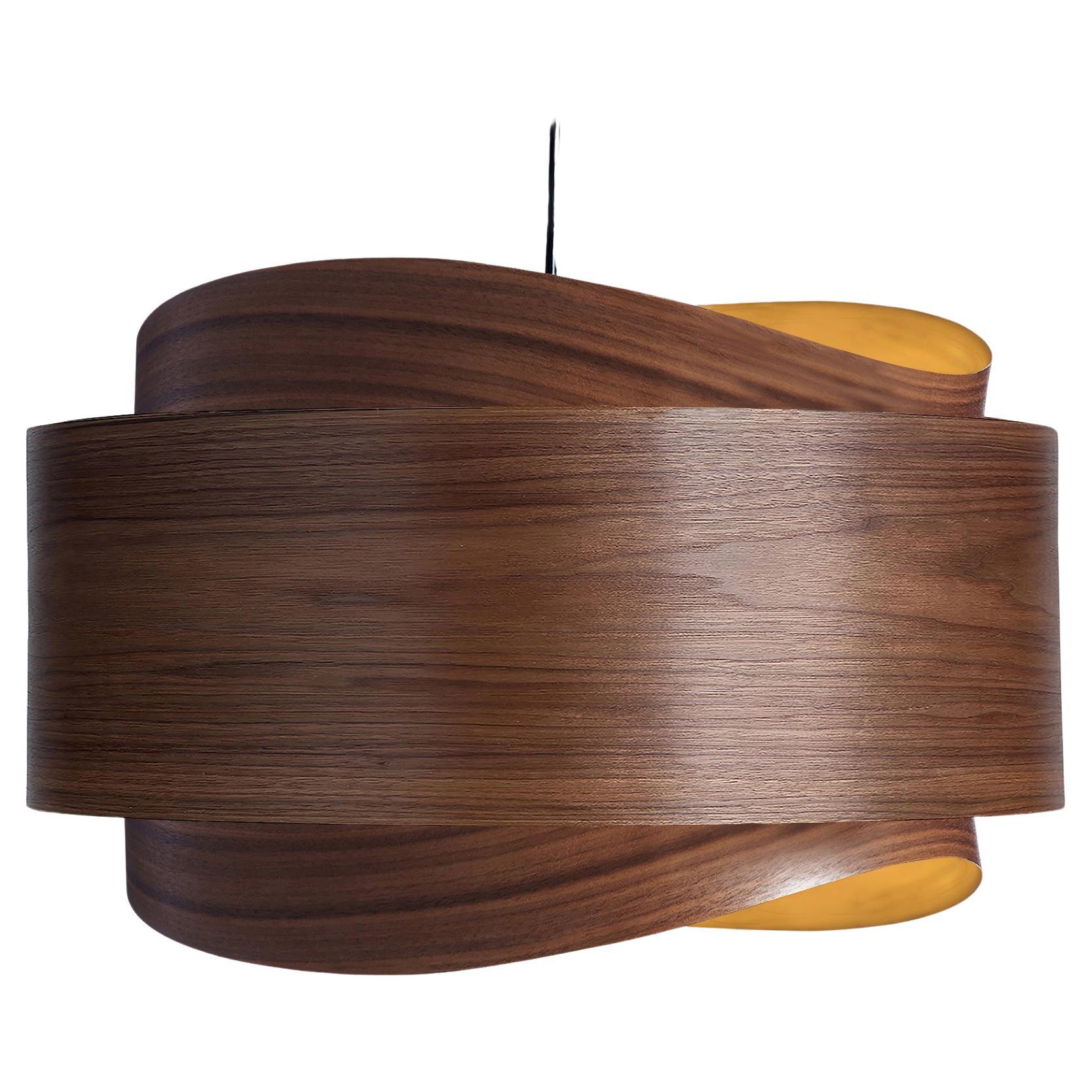 BOWEN Organic Modern Limited-Edition Walnut Wood 17.5" Chandelier Pendant For Sale
