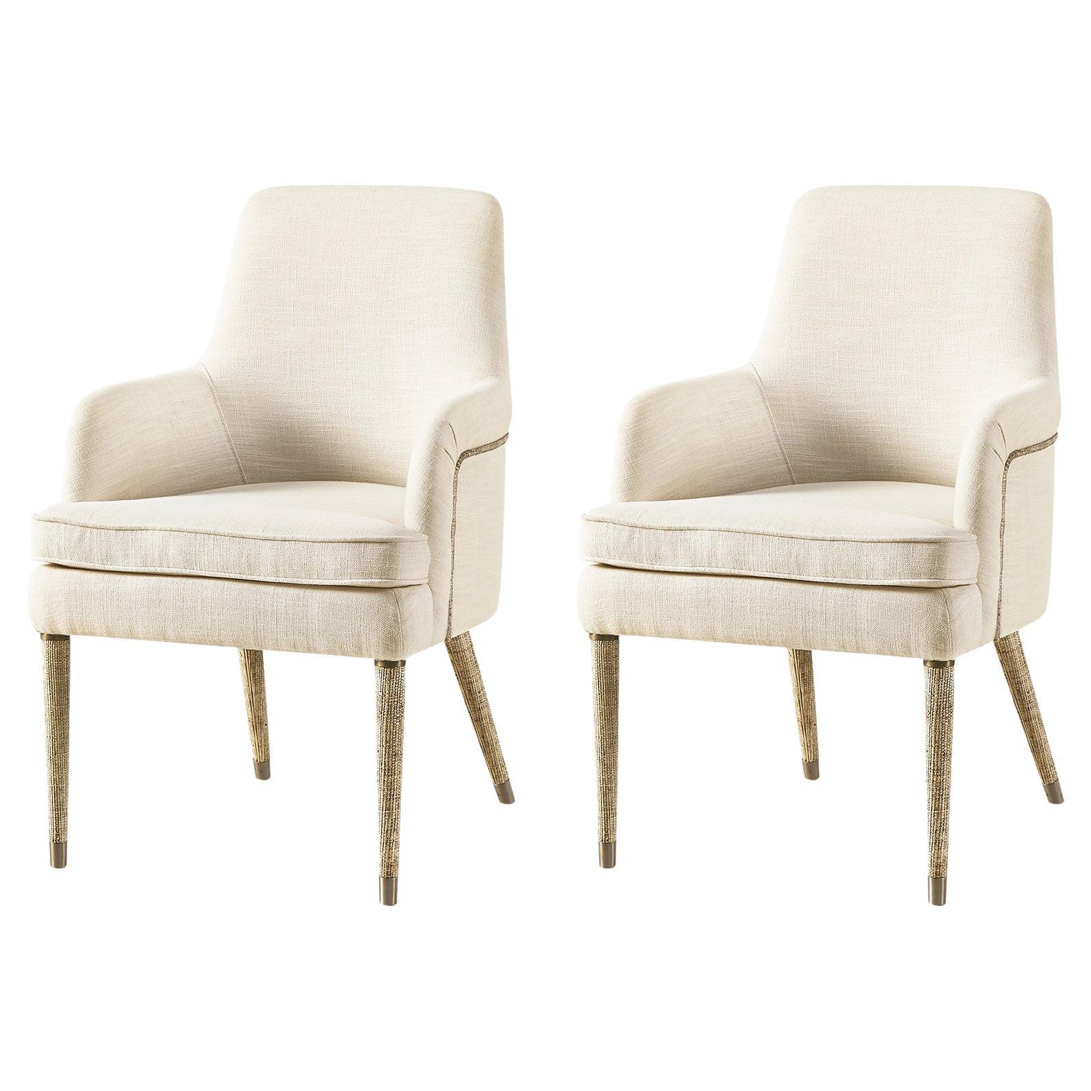 Sillones modernos tapizados en lino orgánico (set de 2) en venta