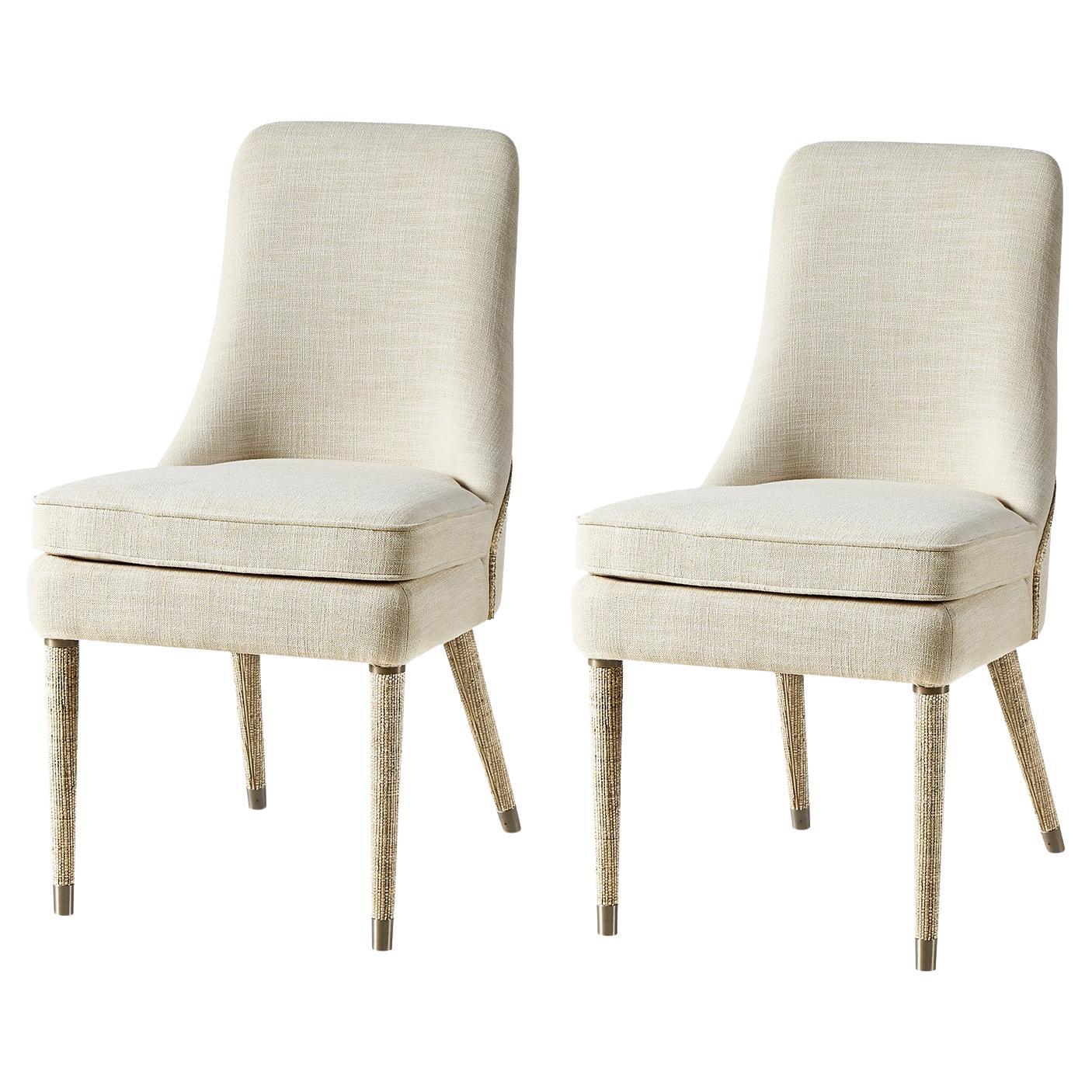 Sillas auxiliares tapizadas de lino Organic Modern (set de 2)