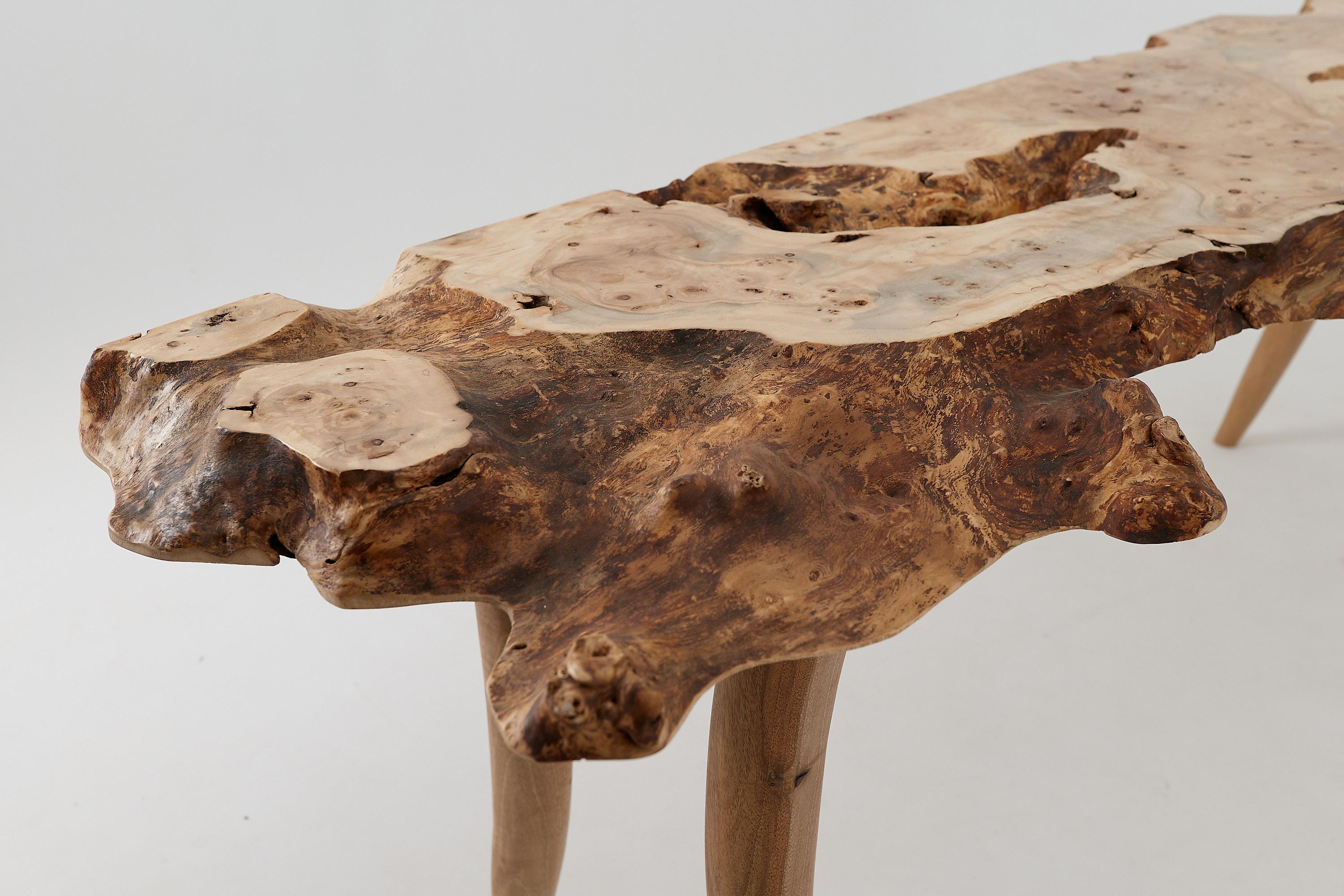 Table console en bois de ronce Organic Modern Live-Edge, Logniture en vente 9