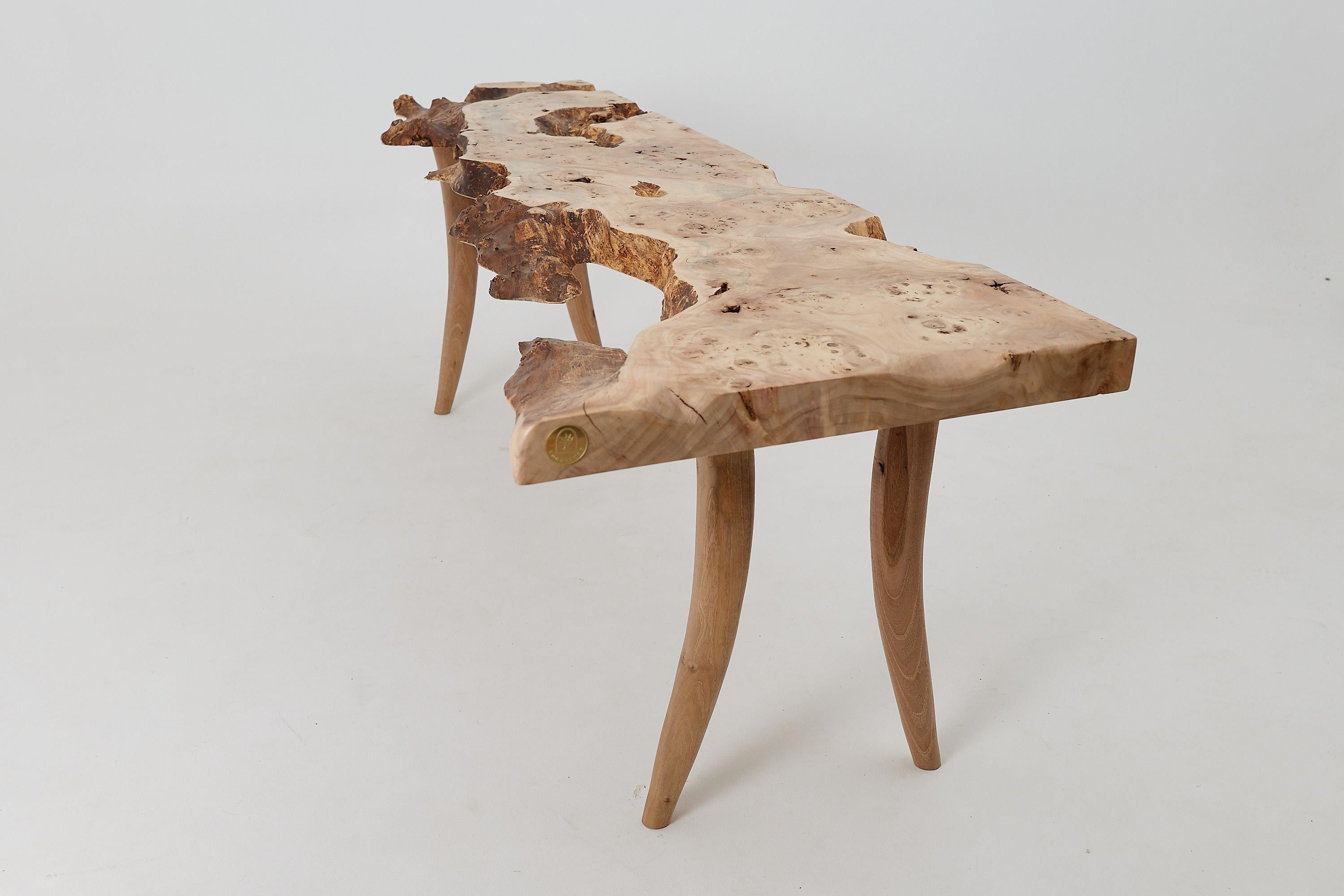 Table console en bois de ronce Organic Modern Live-Edge, Logniture en vente 3