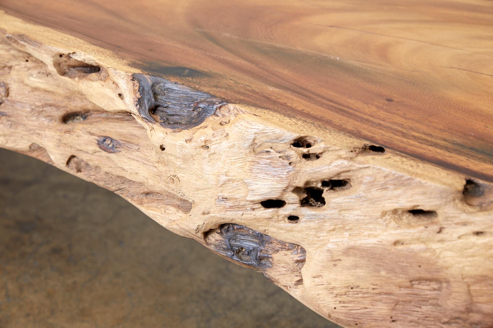 Organic Modern Live Edge Teak Hardwood Log Bench 1
