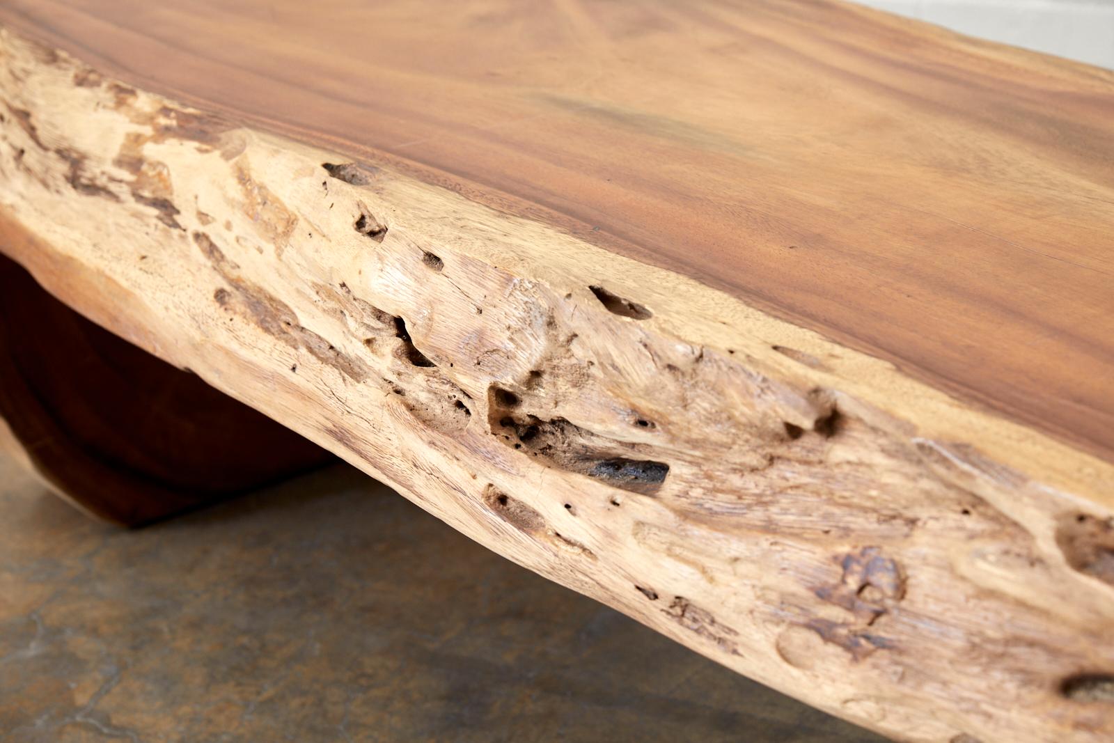 Organic Modern Live Edge Teak Hardwood Log Bench 3