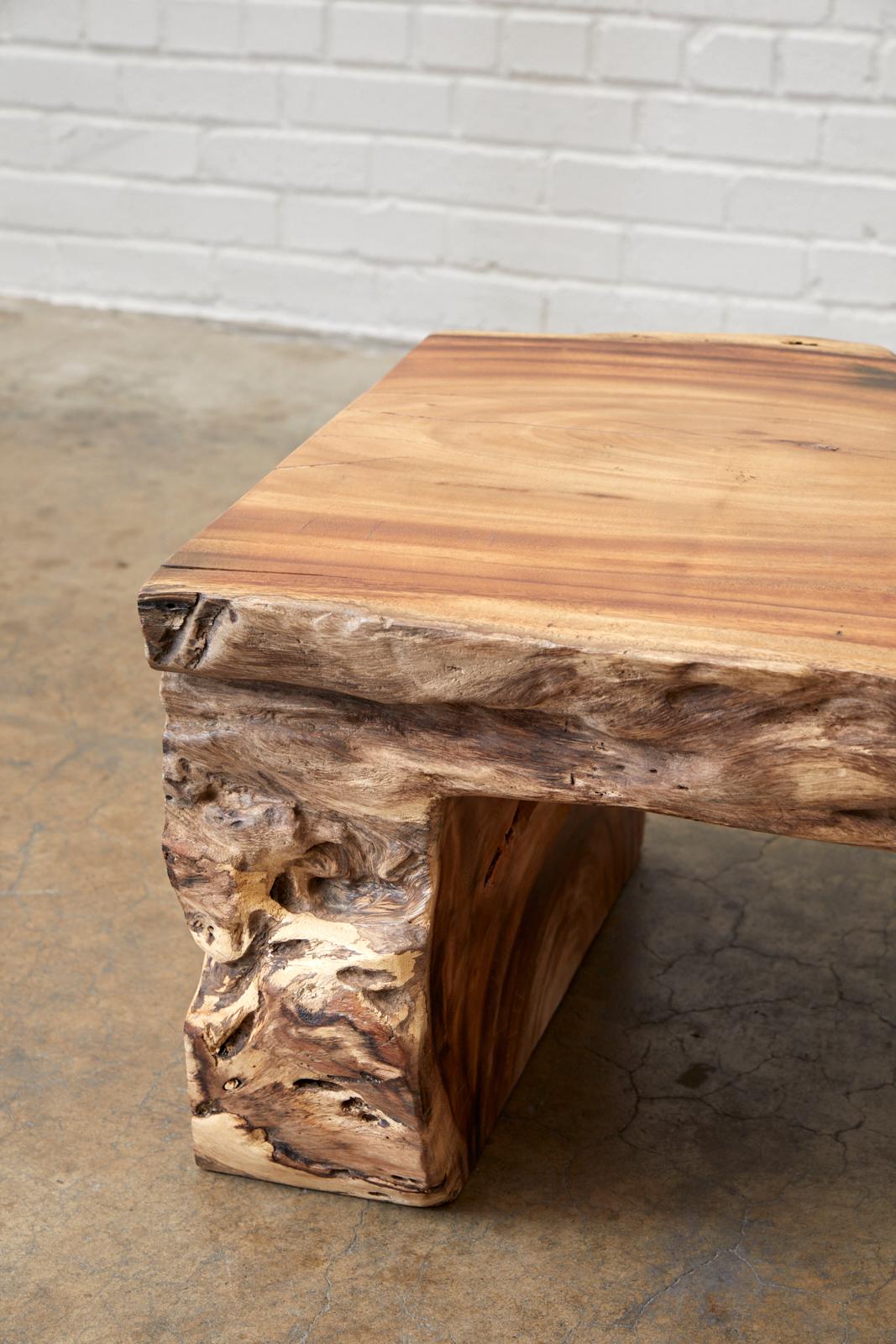 Organic Modern Live Edge Teak Hardwood Log Bench 5