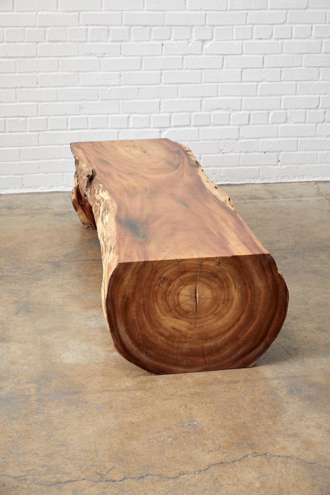 Organic Modern Live Edge Teak Hardwood Log Bench 8