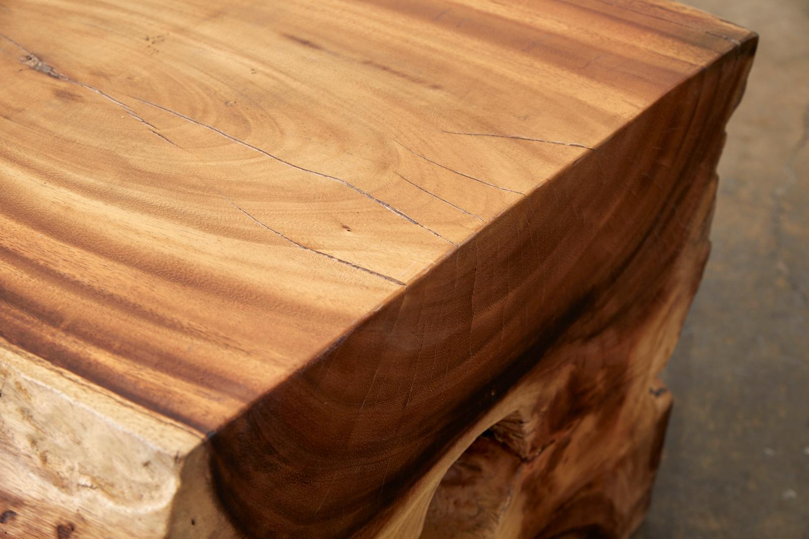 20th Century Organic Modern Live Edge Teak Hardwood Log Bench