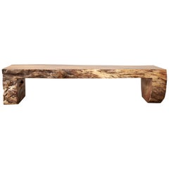 Organic Modern Live Edge Teak Hardwood Log Bench