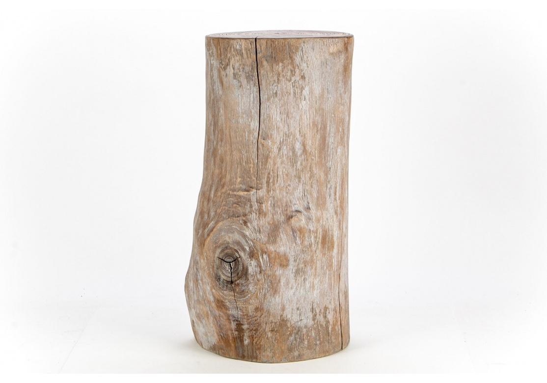 An organic modern style limed section of hardwood log suitable as an end table or sculpture stand.
Measures: Height 21 1/4