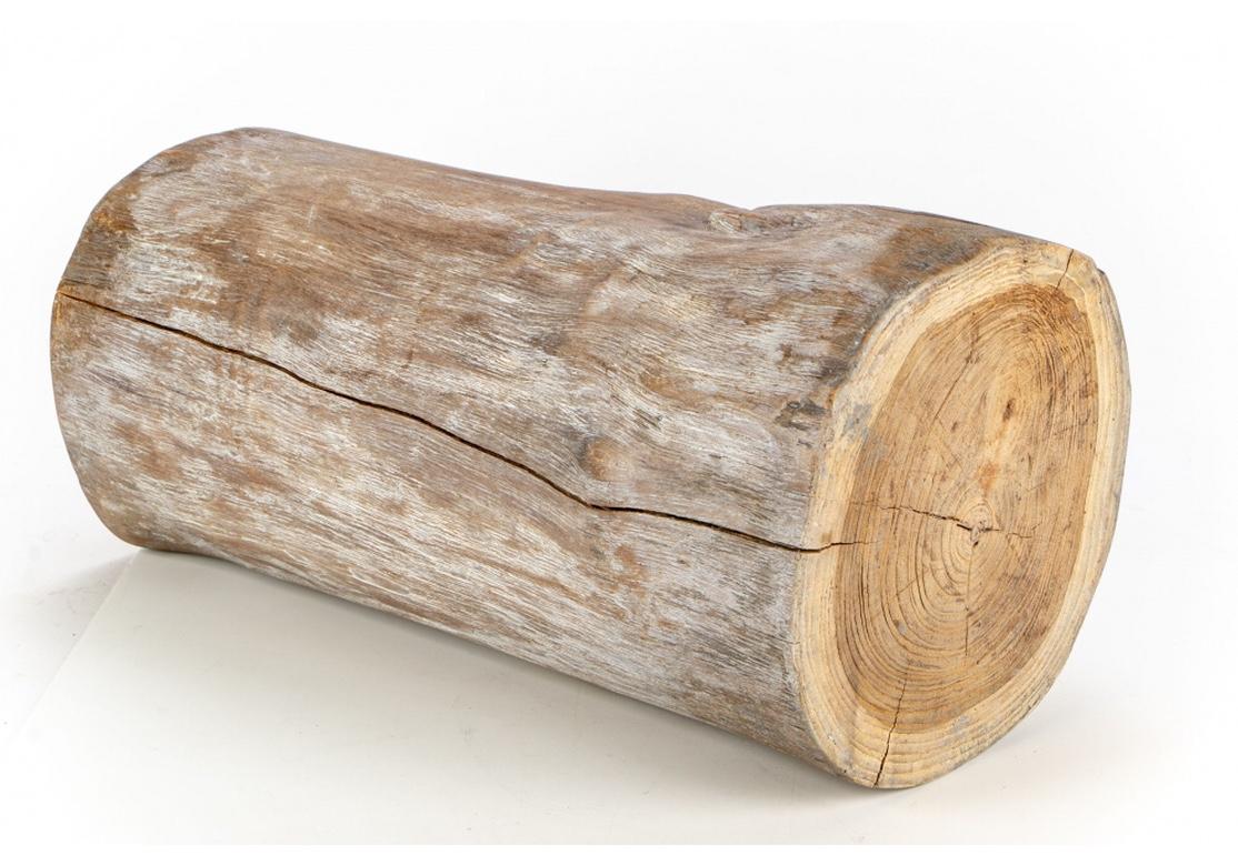 Wood Organic Modern Log Sculpture Pedestal or End Table