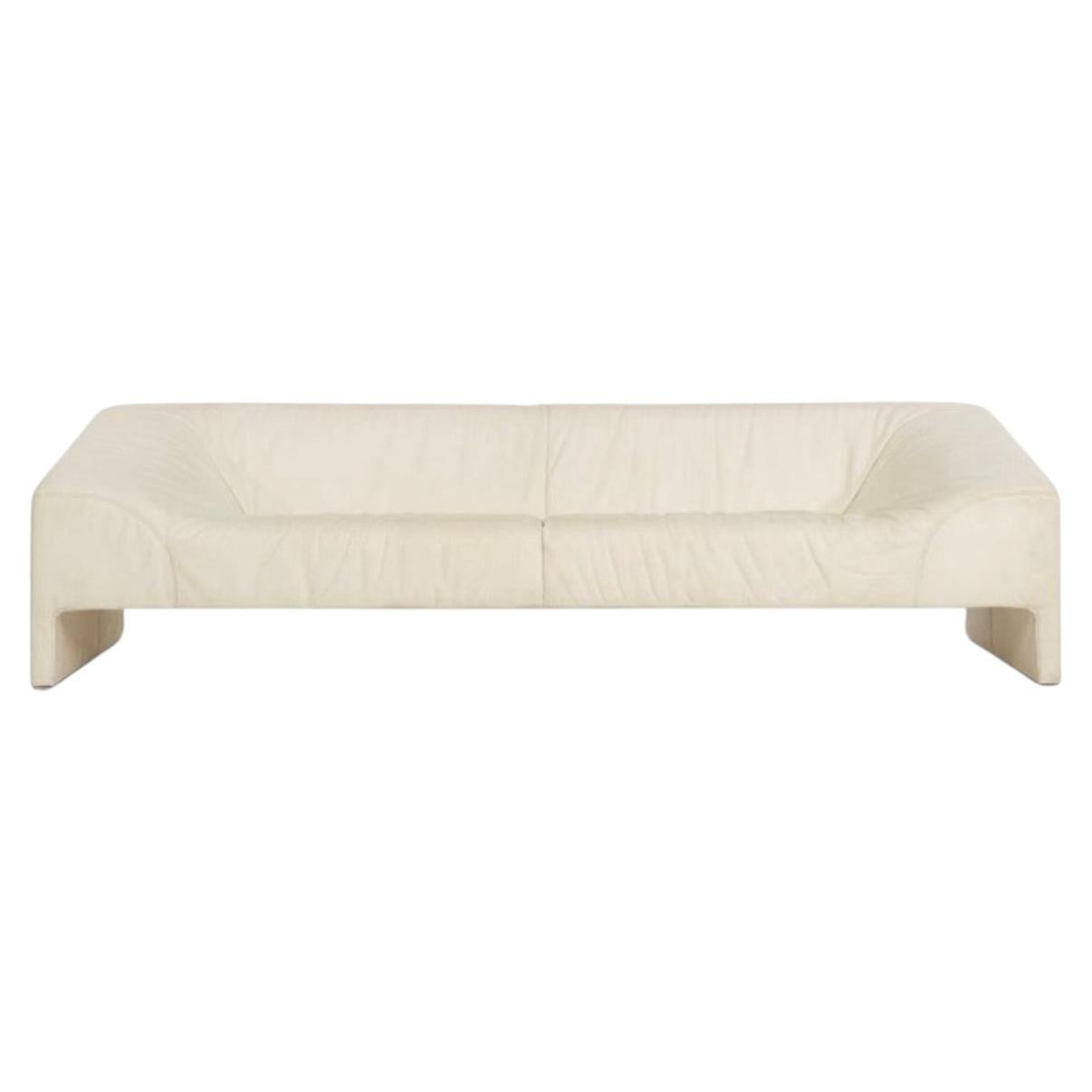 Organic Modern Long Low White Leather Malmo Sofa by Patricia Urquiola for Moroso