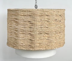 Lampadario a tamburo Amani Organic Modern Made Goods, fili di abaca, misura grande