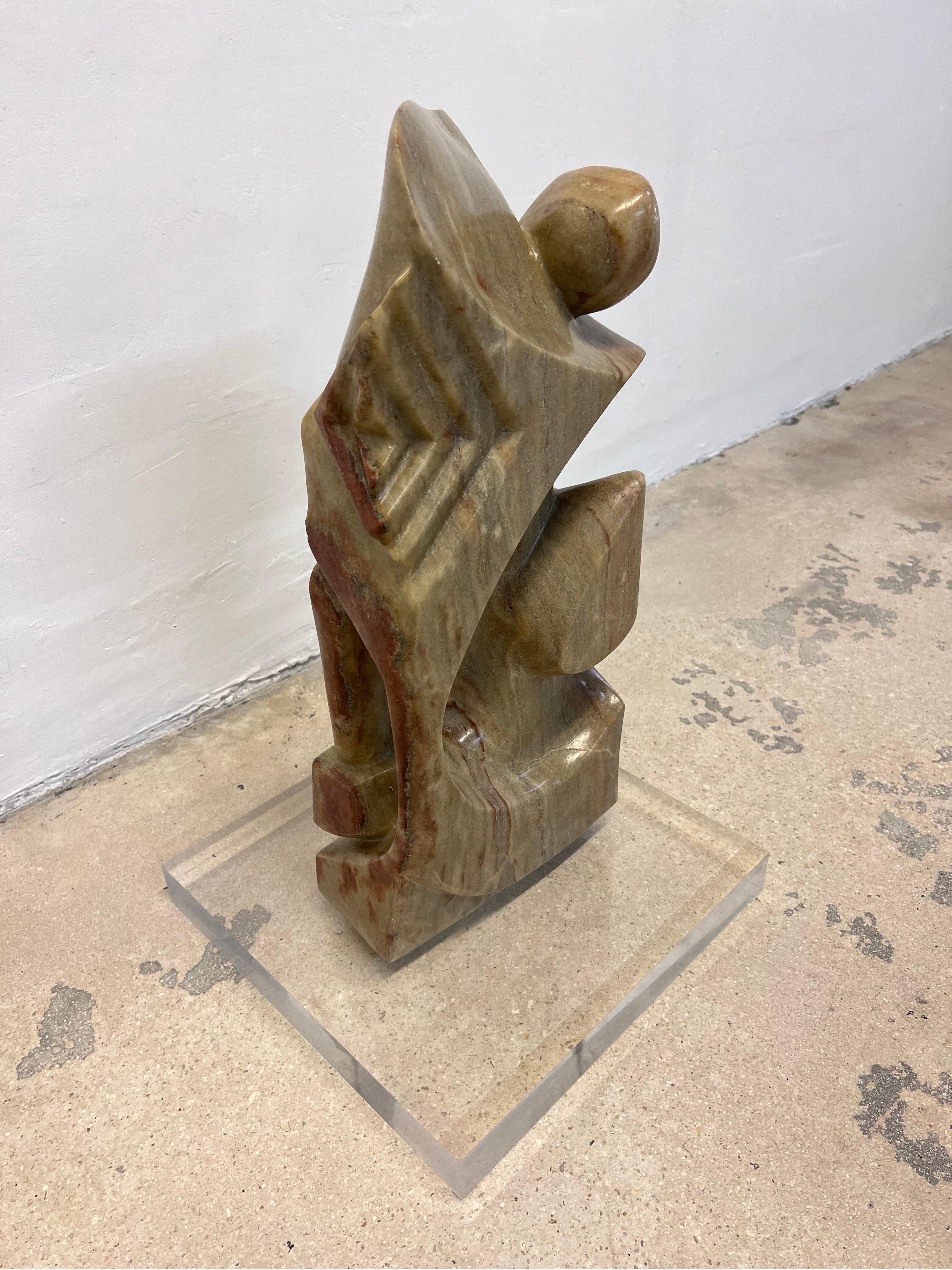 Organic Modern Marble Sculpture on Lucite Base, 1990s In Good Condition For Sale In Miami, FL