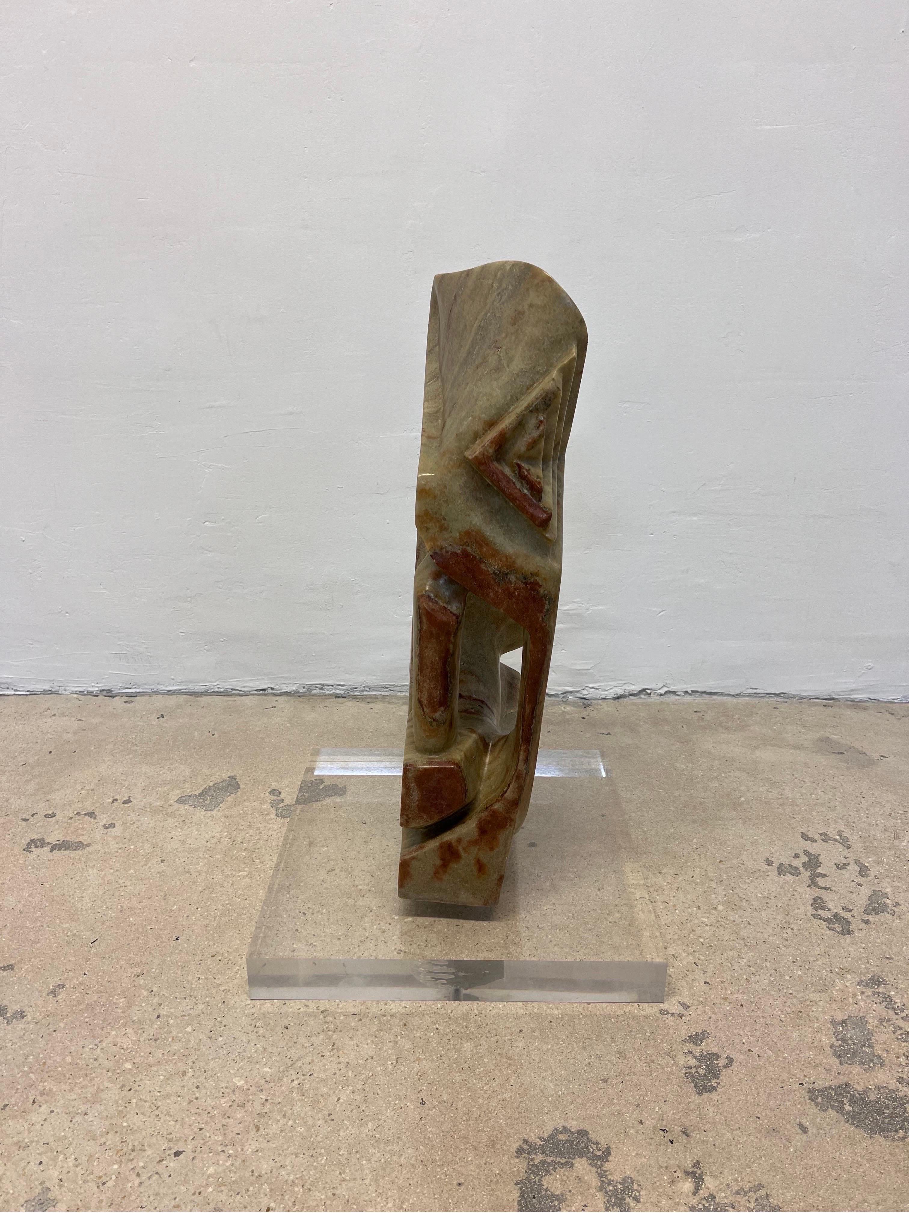 20th Century Organic Modern Marble Sculpture on Lucite Base, 1990s For Sale