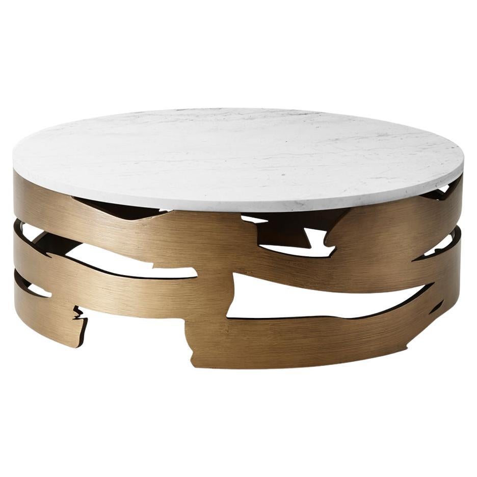 Organic Modern Marble Top Coffee Table For Sale