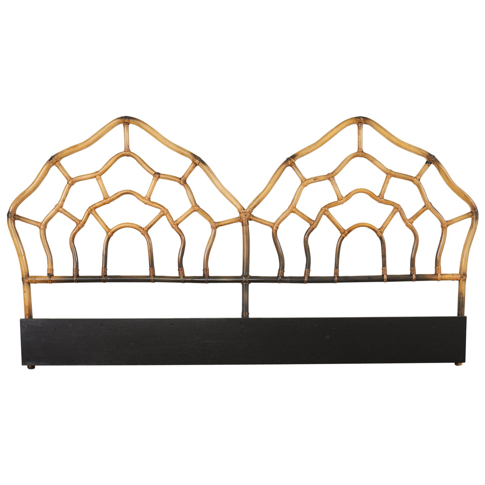 Testiera doppia in rattan in stile McGuire moderno e organico