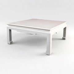 Organic Modern Ming Style Grasscloth Wrapped Square Coffee Table Att. To Baker