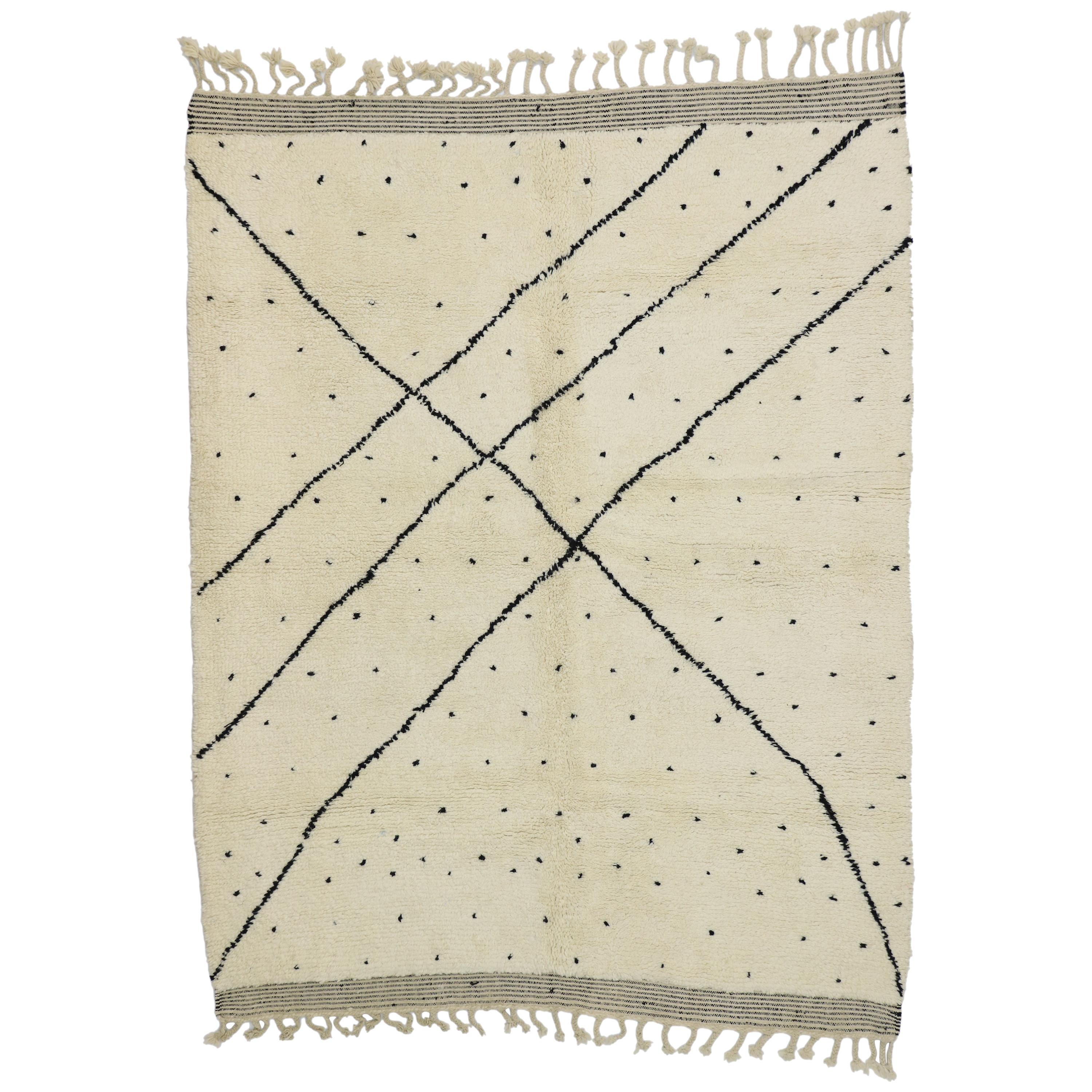 Organic Modern Moroccan Beni Ourain Rug, 07'04 x 09'03