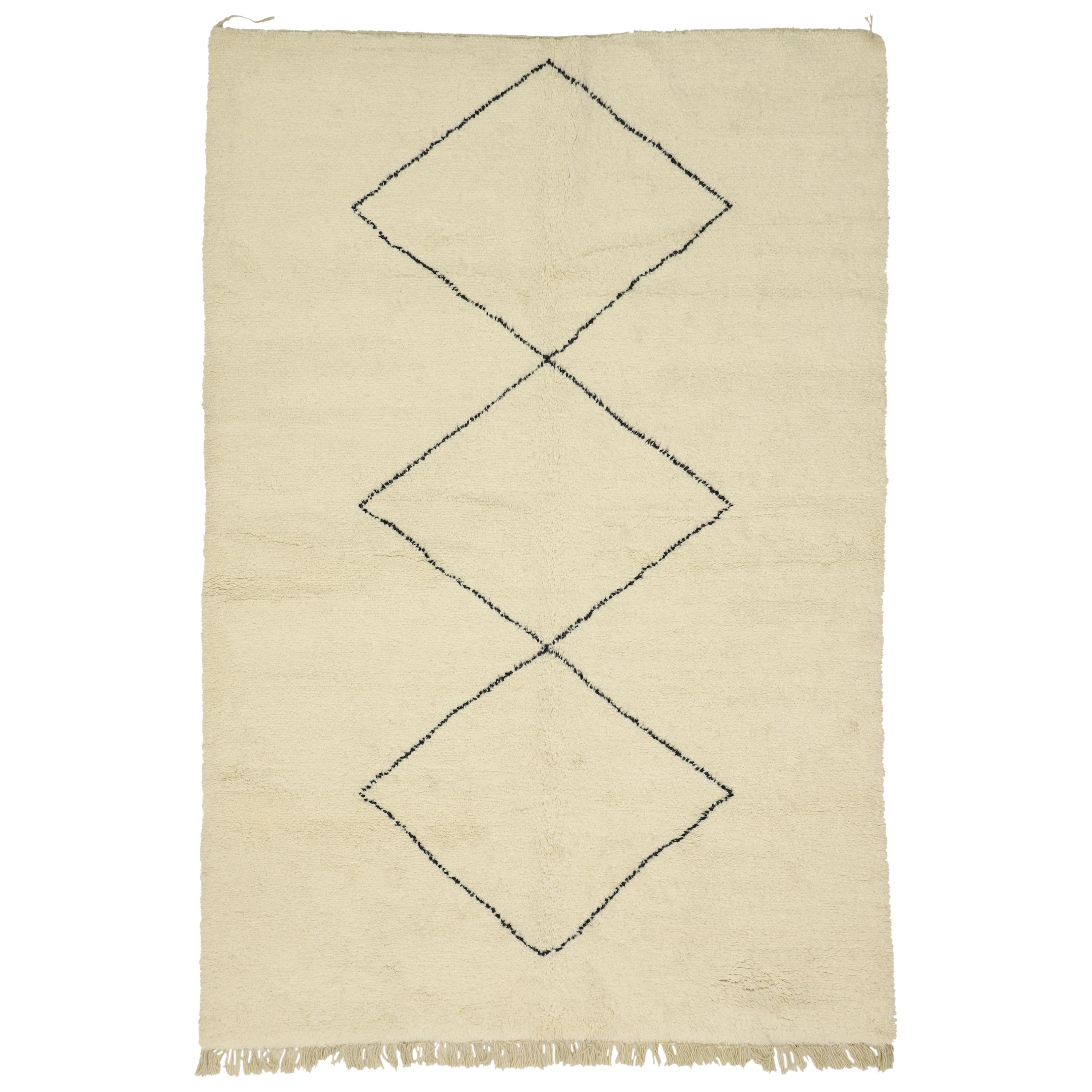 Organic Modern Moroccan Beni Ourain Rug, Hygge Meets Subtle Shibui