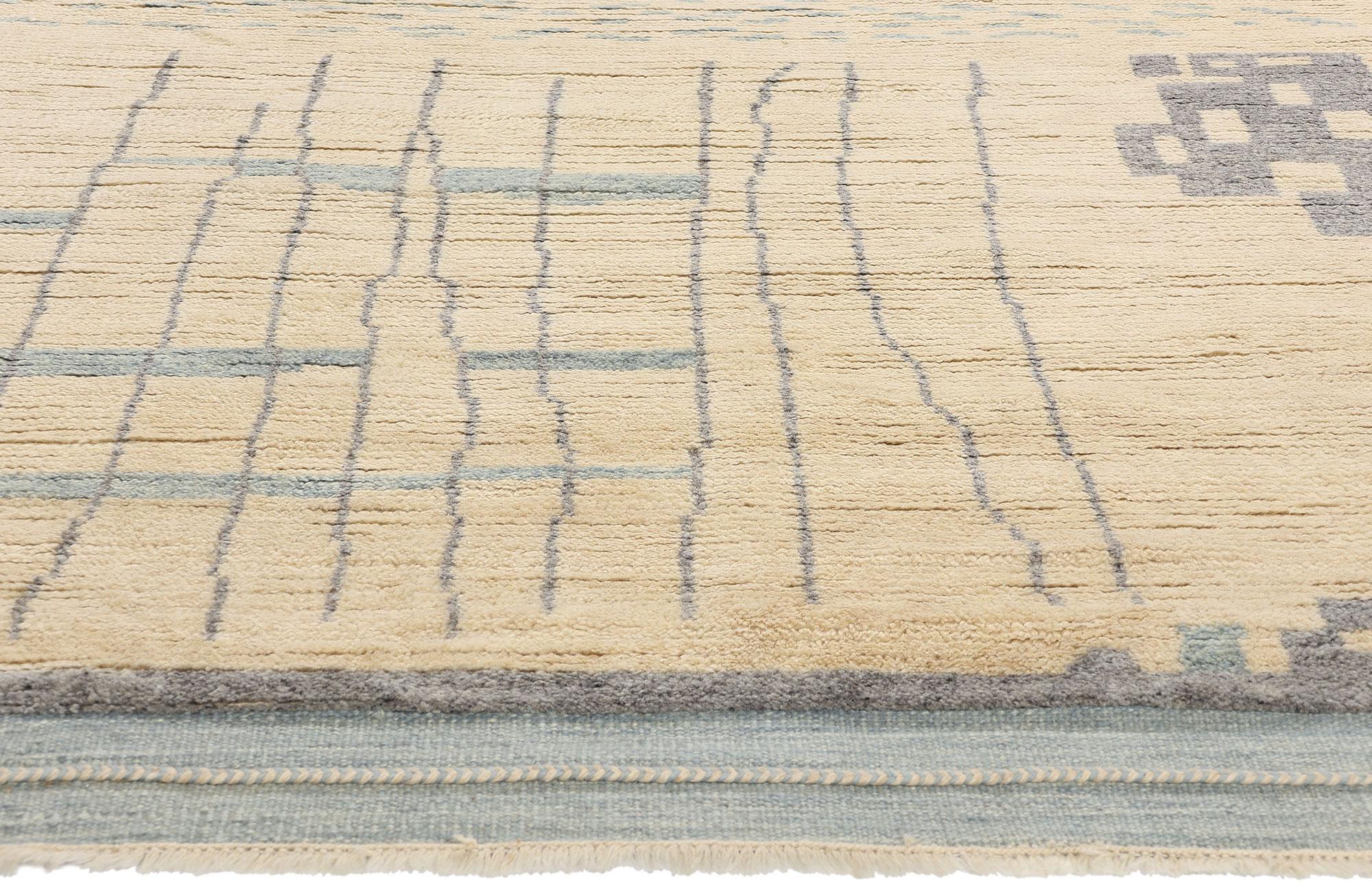 Alfombra Brutalista Orgánica Moderna Marroquí Inspirada en Carl Andre Anudado a mano en venta