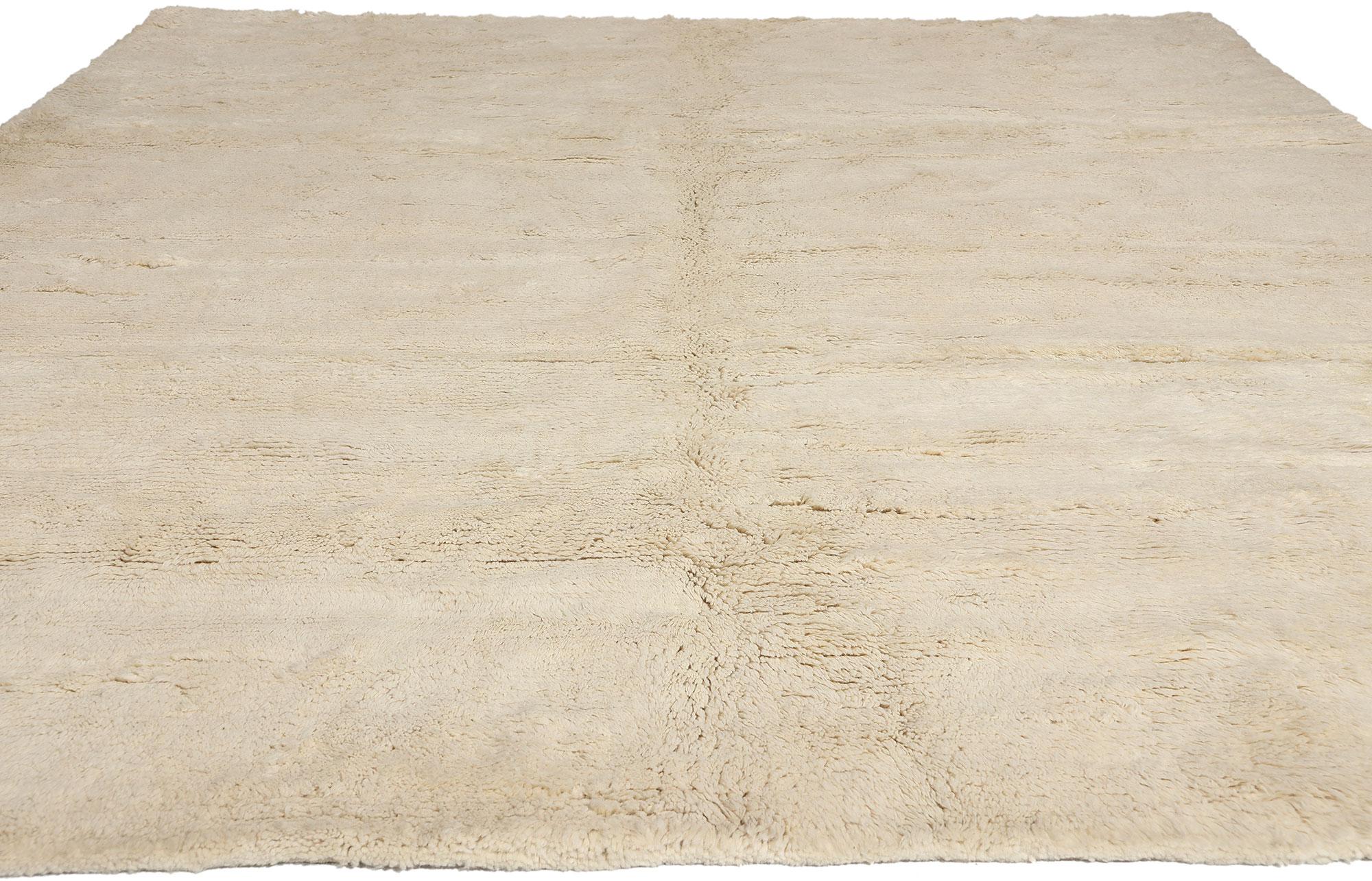 Pakistani Organic Modern Moroccan Minimalist Area Rug, Japandi Meets Cozy Cohesiveness For Sale