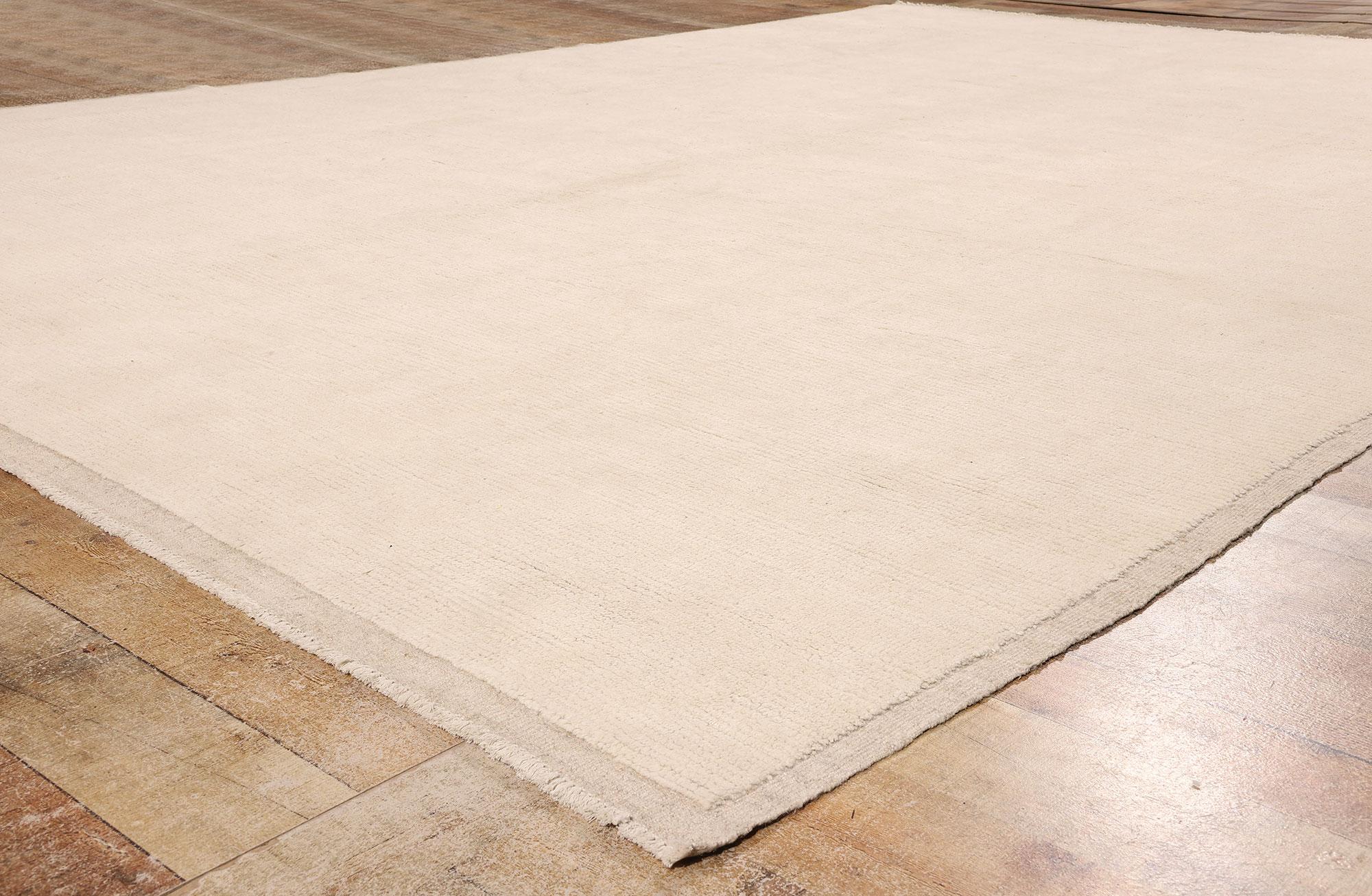 Wool Organic Modern Moroccan Minimalist Area Rug, Japandi Meets Cozy Cohesiveness For Sale