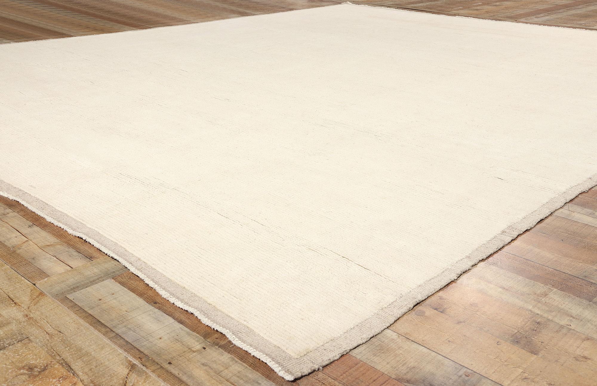 Wool Organic Modern Moroccan Minimalist Area Rug, Japandi Meets Shibui Allure
