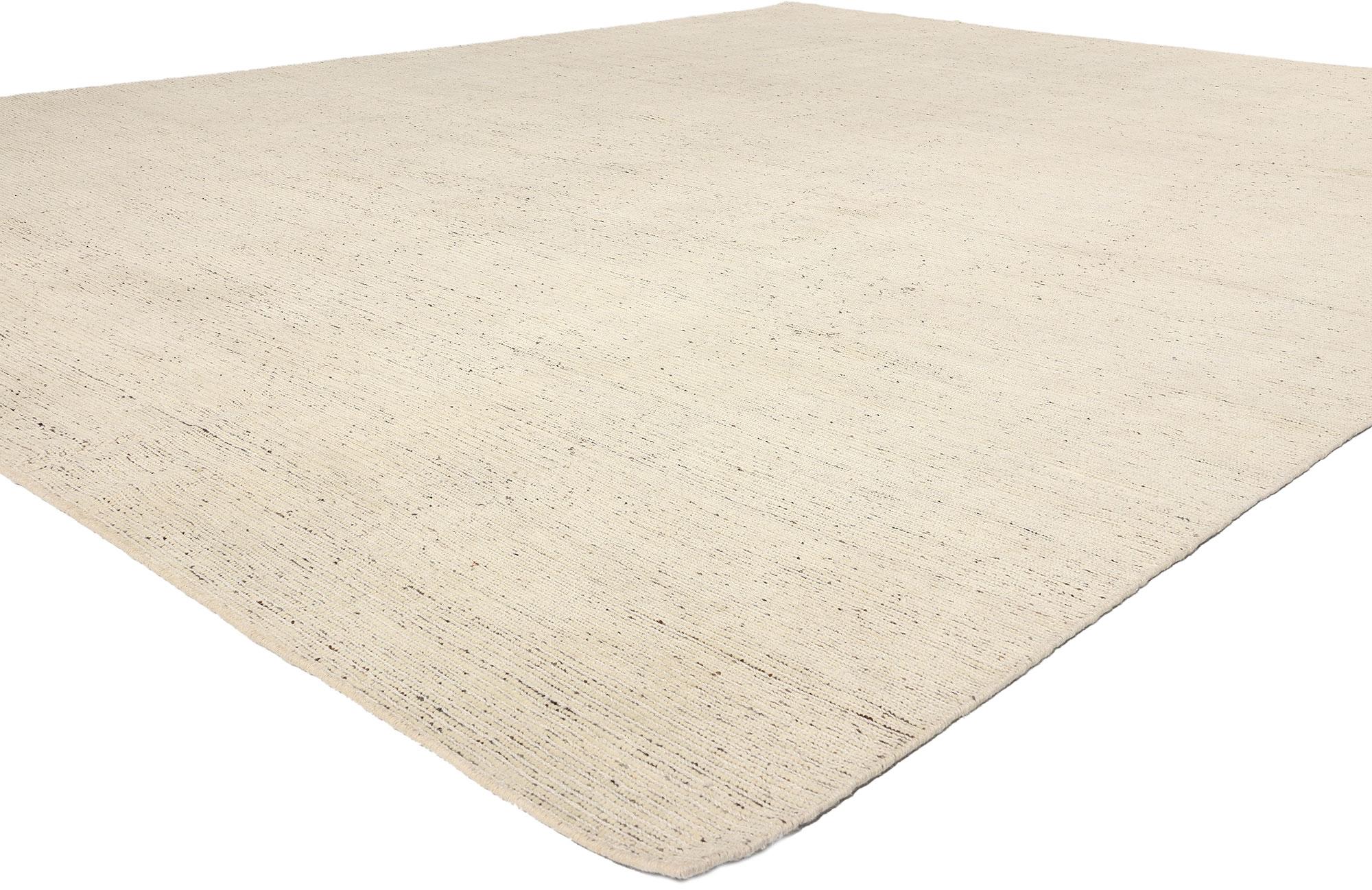 81107 Large Organic Modern Moroccan Rug, 11'10 x 14'09. Step into a world where elegance dances hand in hand with serene comfort, guided by the captivating allure of this meticulously crafted Organic Modern Shibui Moroccan area rug, woven with the