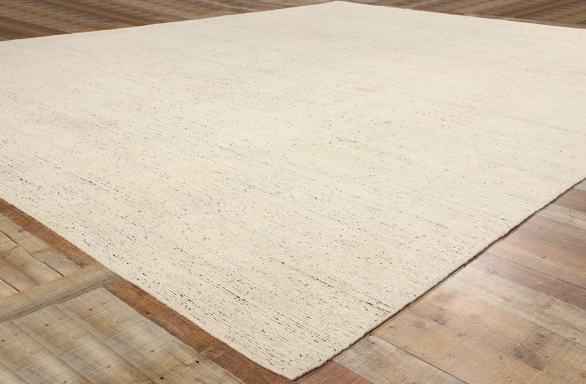 Wool Organic Modern Moroccan Minimalist Rug, Tranquil Japandi Meets Cozy Cohesiveness For Sale